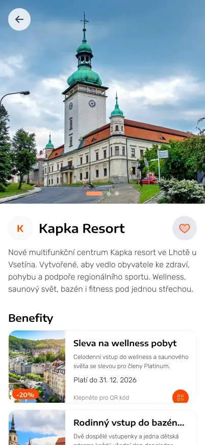 Detail partnera Kapka Resort s jeho Platinum benefity